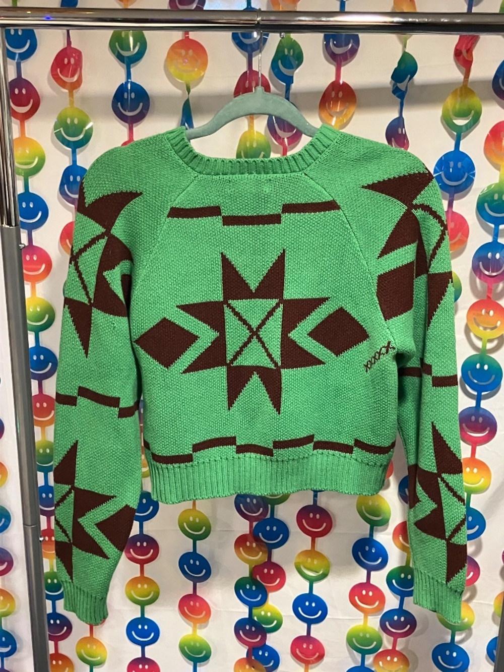 L.A. Hearts Geometric Knit Zip Cardigan Sweater (Large) - Picture 3 of 10